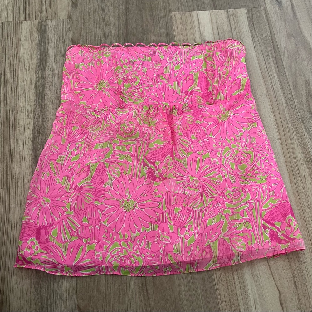 Lilly Pulitzer Strapless Silk Blouse